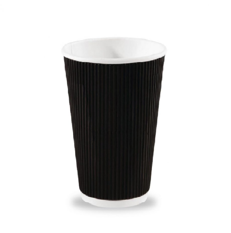 12oz Ripple wall black cups