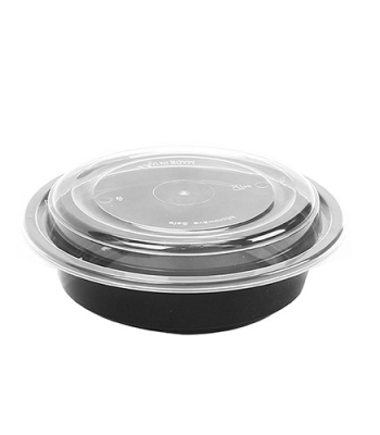 32oz/1000ML pla black base round containers with lids
