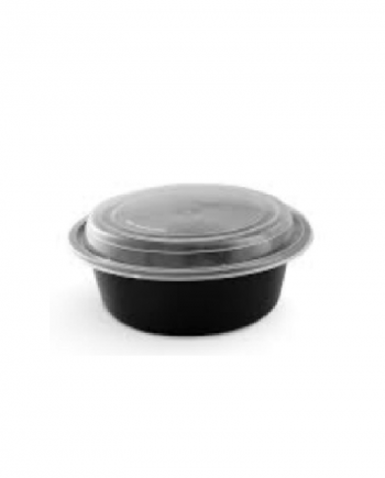 16oz/500ML pla black base round containers with lids