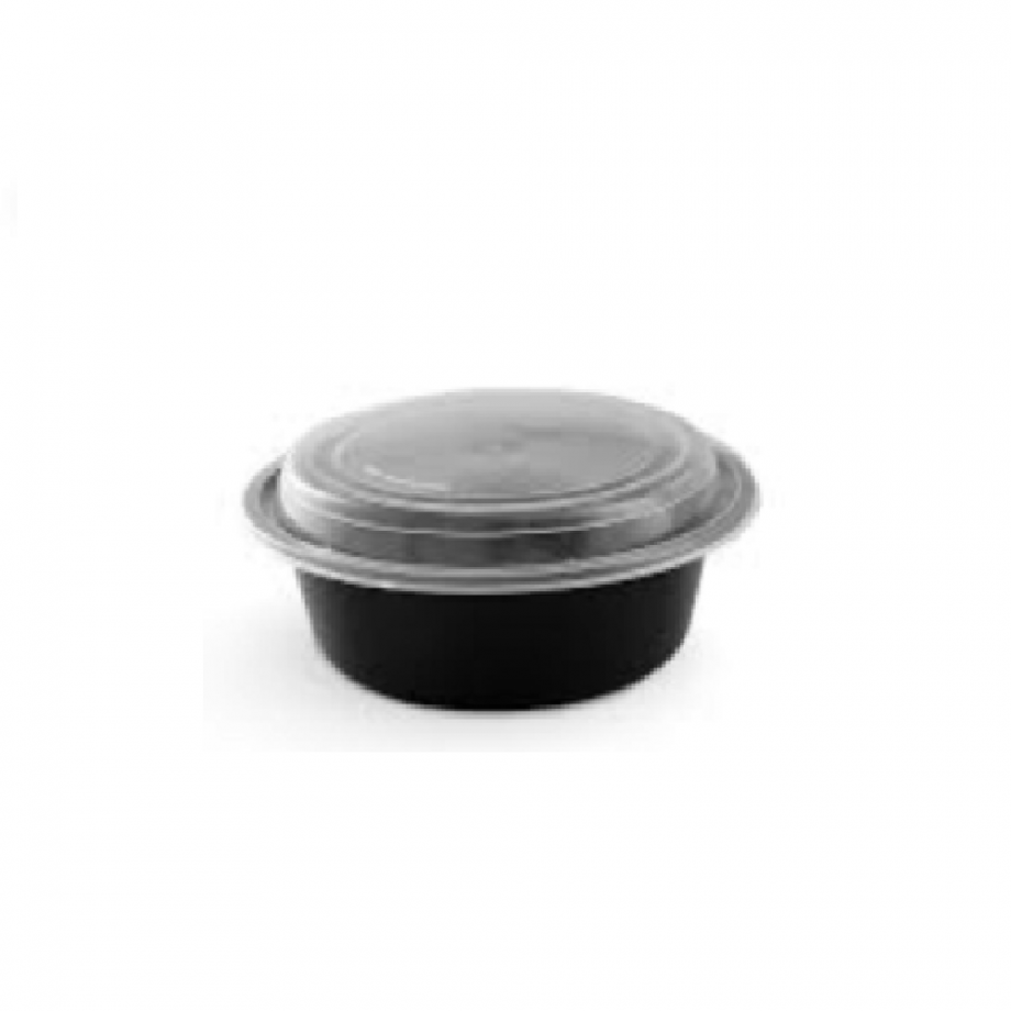 16oz/500ML pla black base round containers with lids