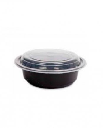 24oz/750ML pla black base round containers with lids