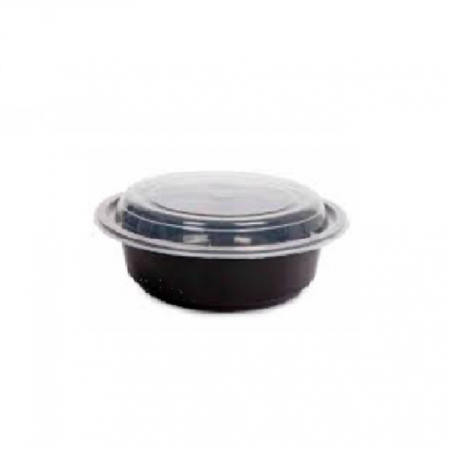 24oz/750ML pla black base round containers with lids