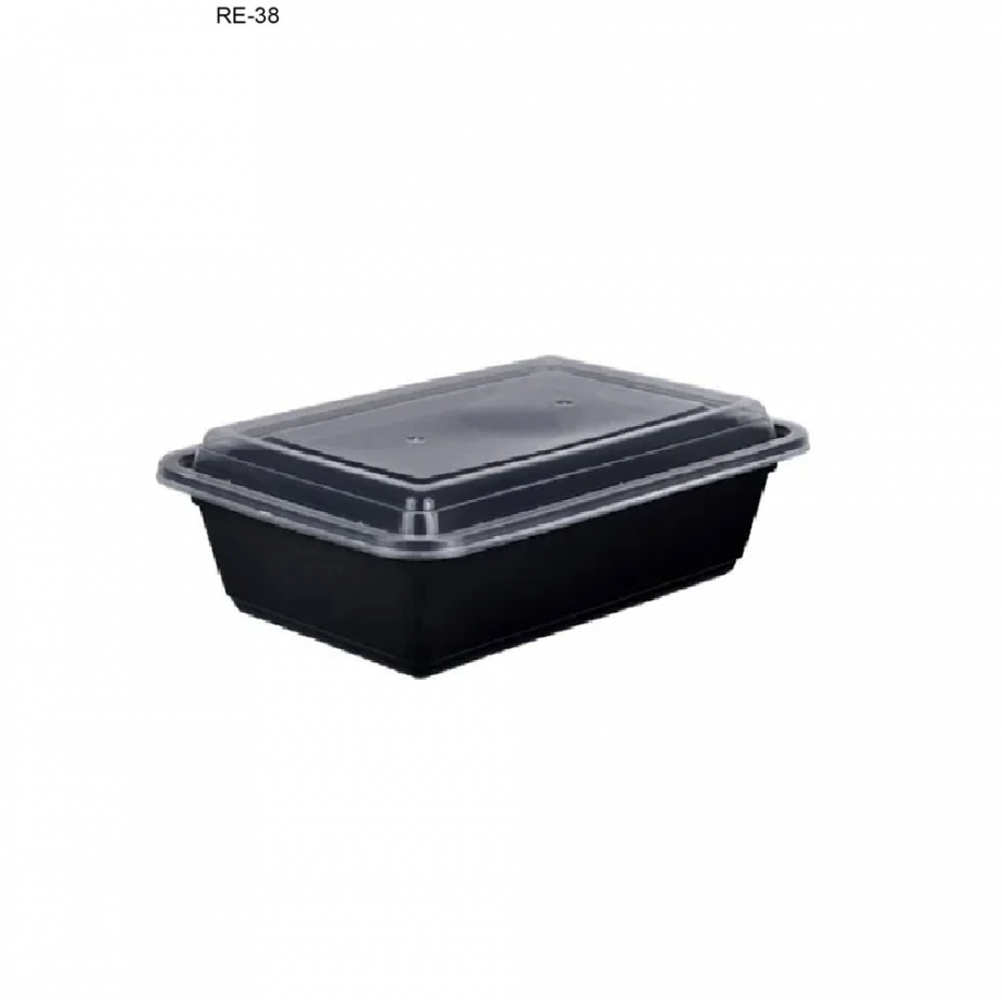 58OZ/1100ML pla black base containers with lids