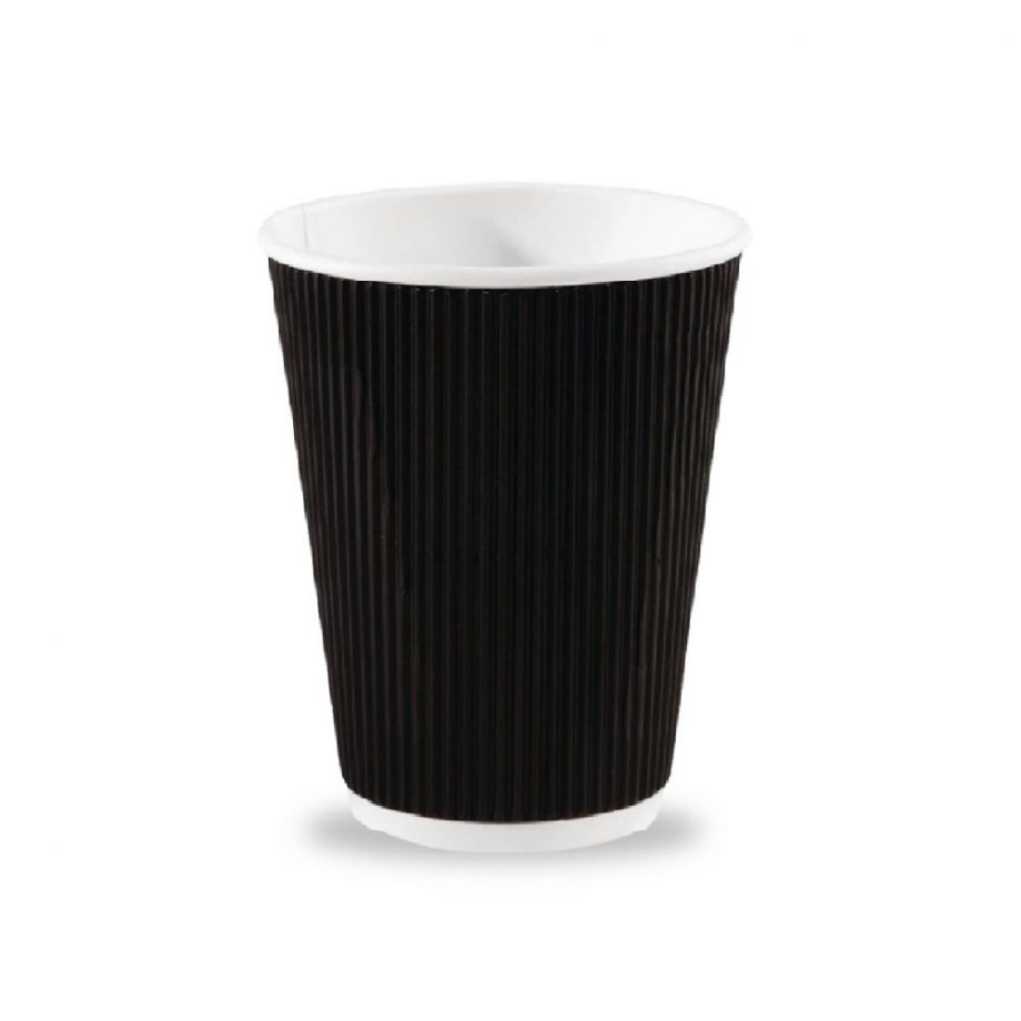 8oz Ripple wall black cups