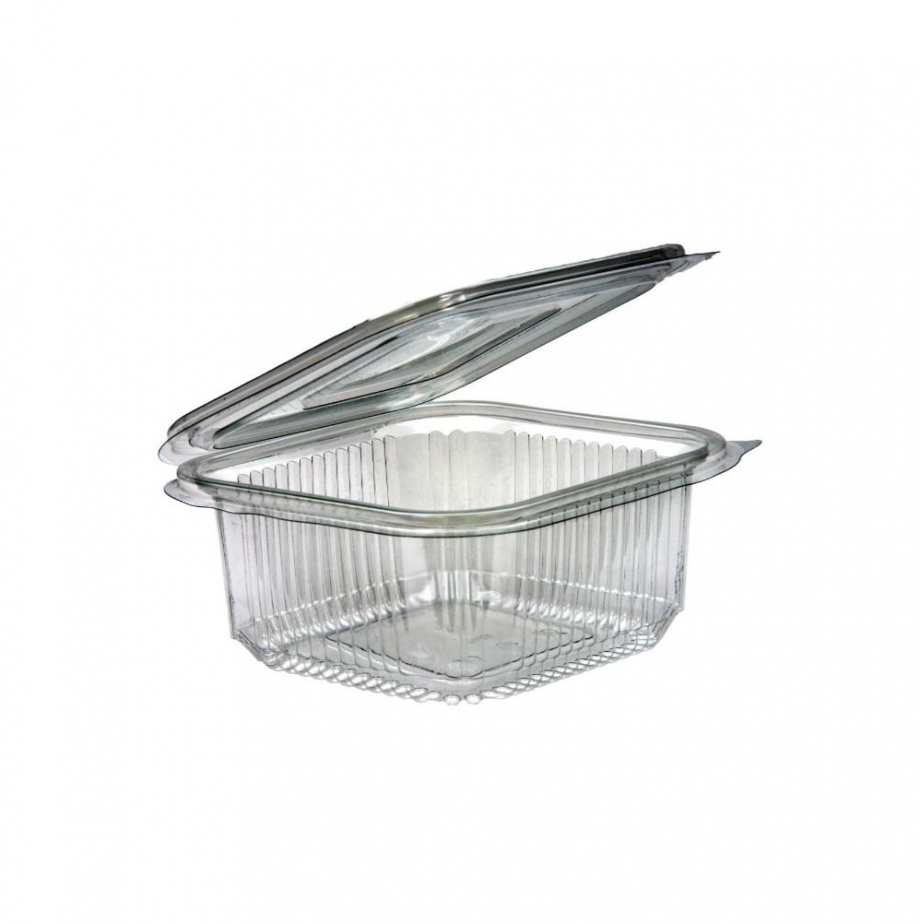 Salad clear 375cc hinged containers