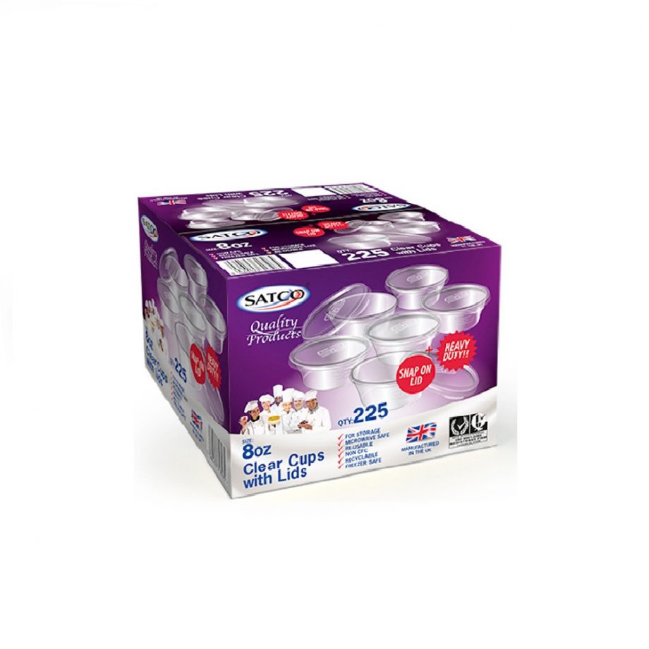 Satco 8oz sauce cups with lids
