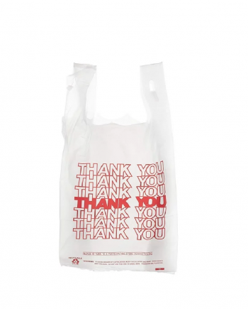 Plastic white poly thank you bags- LARGE