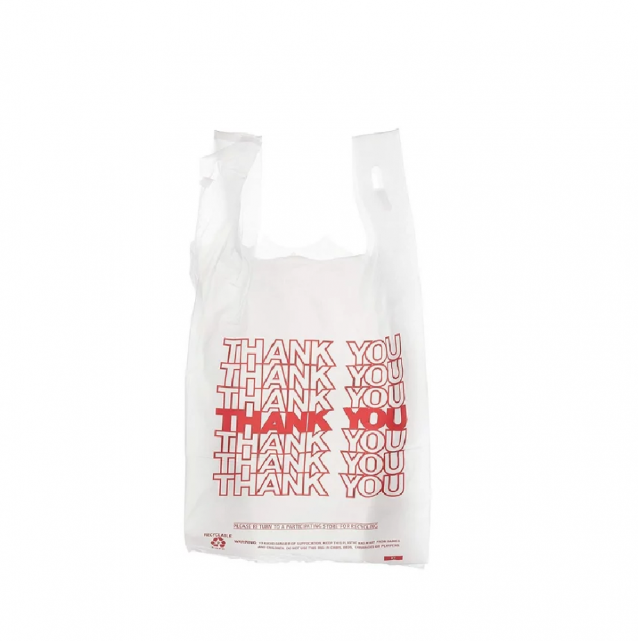 Plastic white poly thank you bags- LARGE