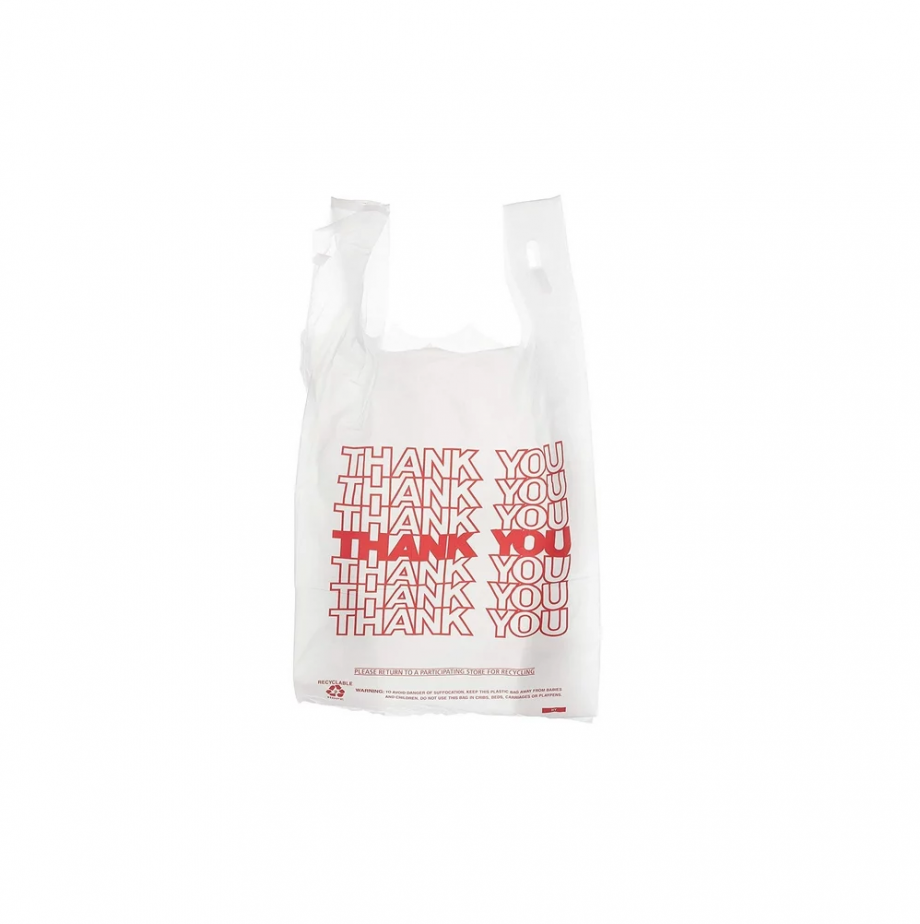 Plastic white poly thank you bags