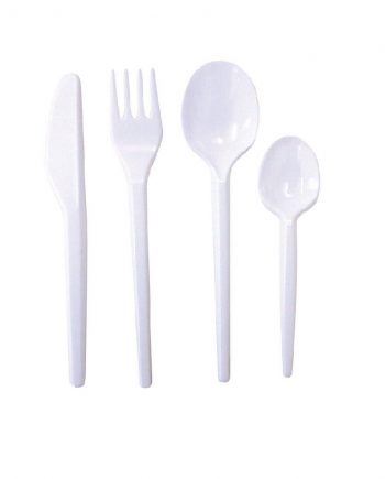 Plastic white knife,folks,spoons and tea spoons
