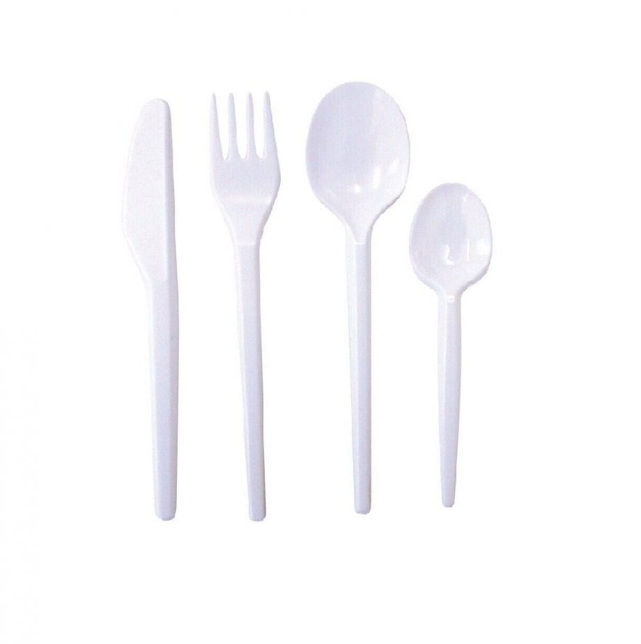 Plastic white knife,folks,spoons and tea spoons